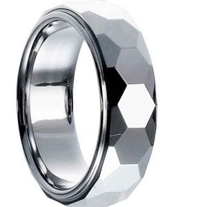 Honeycomb Facets Tungsten Band Ring